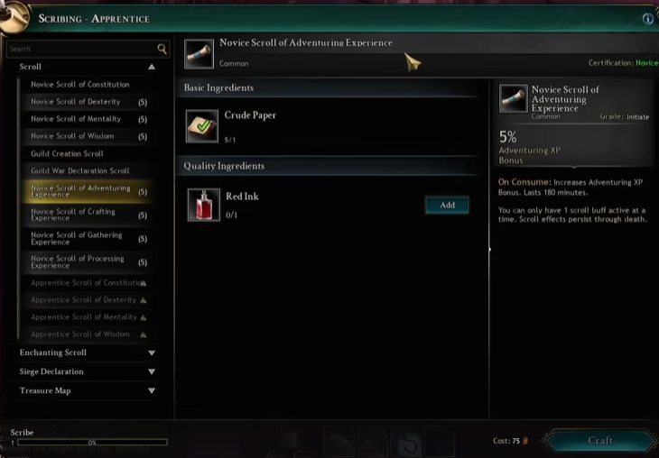 Adventuring Experience Scrolls